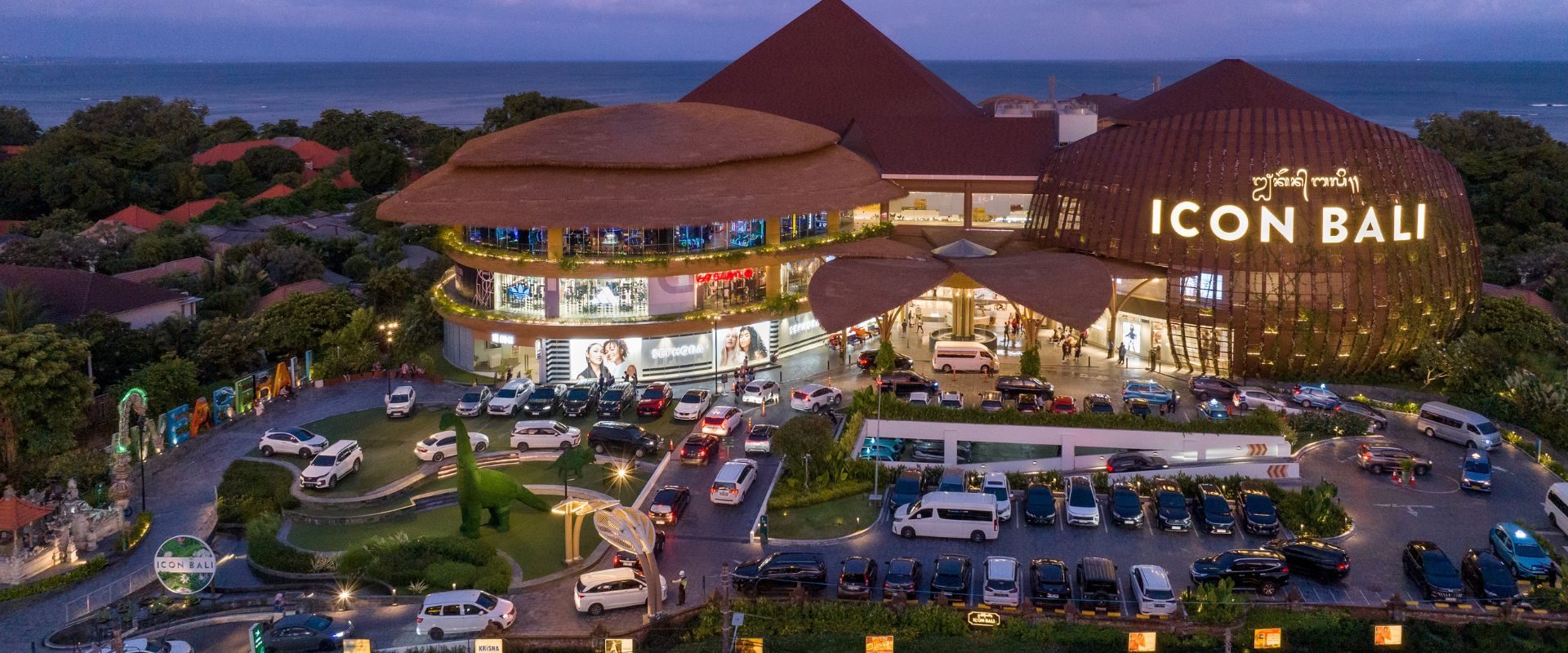 ICON Bali mall at dusk, Sanur